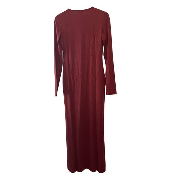 Reformation Tommie Knit Maxi Dress NWT Wine Red Long Sleeve M - Picture 4 of 10